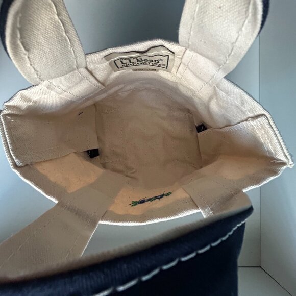 L.L. BEAN Mini Boat and Tote canvas bag with navy trim & handle - Picture 5 of 6